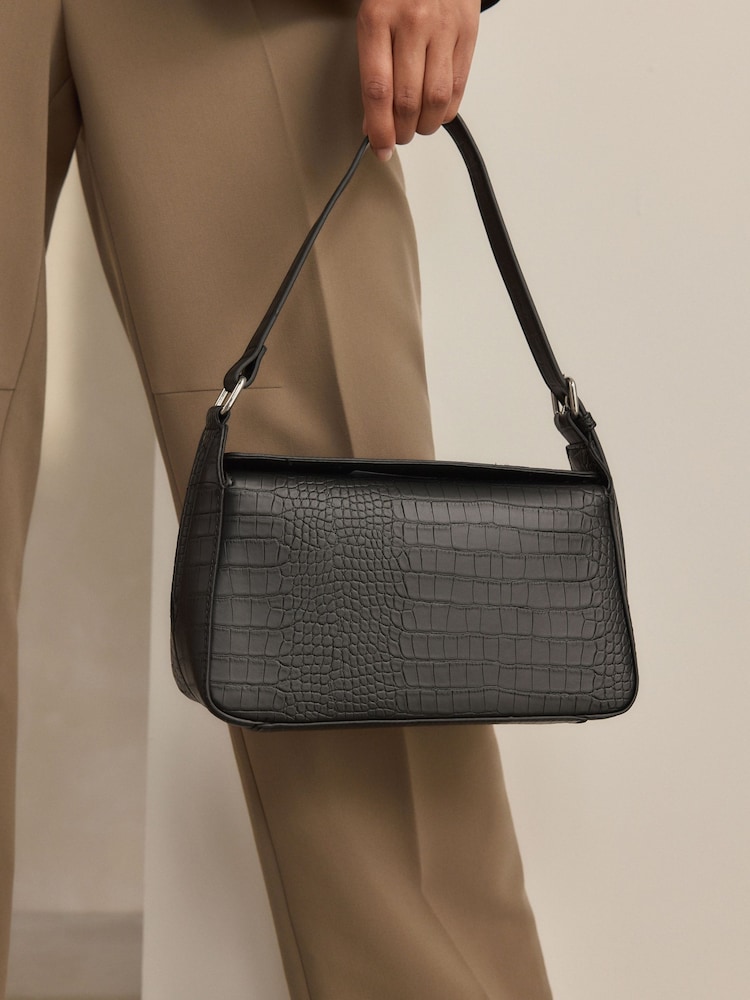 Black Structured Shoulder Bag - Image 1 of 9