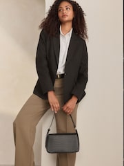 Black Structured Shoulder Bag - Image 2 of 9