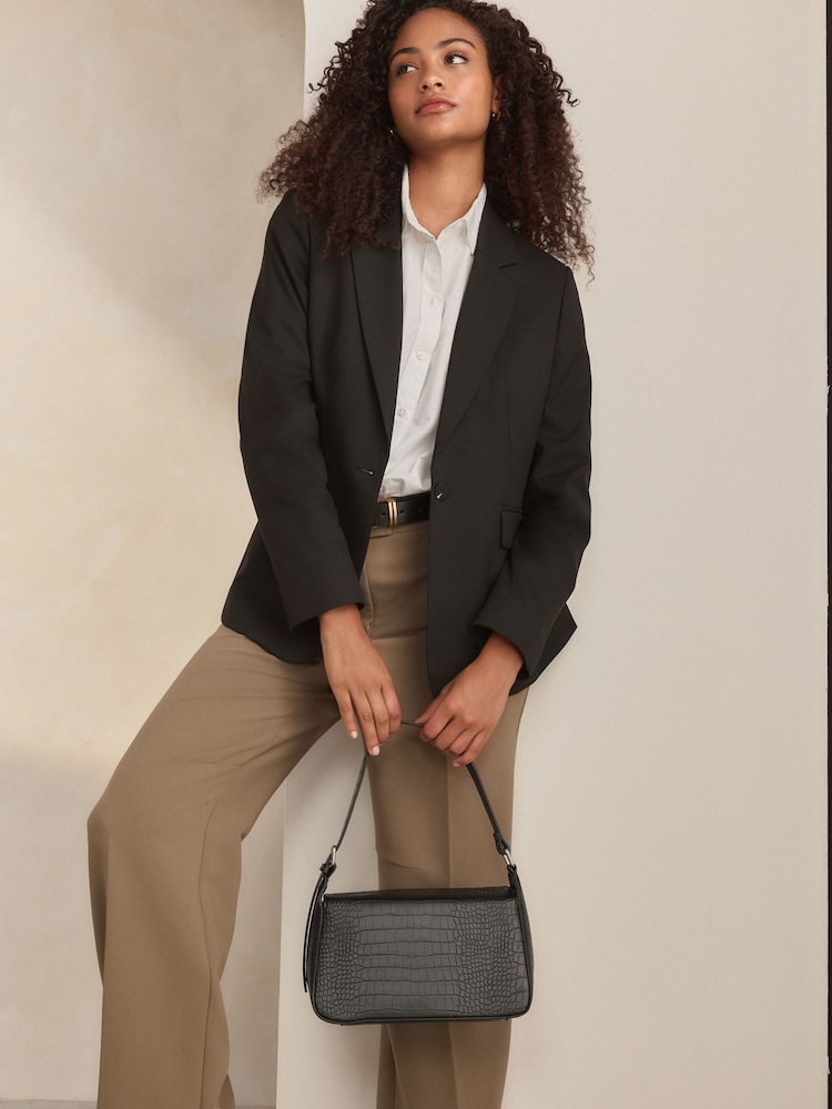 Black Structured Shoulder Bag - Image 2 of 9