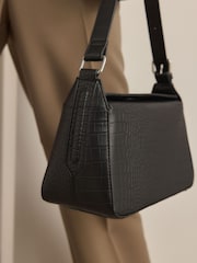 Black Structured Shoulder Bag - Image 3 of 9