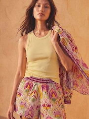 Roman Pink Mixed Print Stretch Shorts - Image 1 of 4