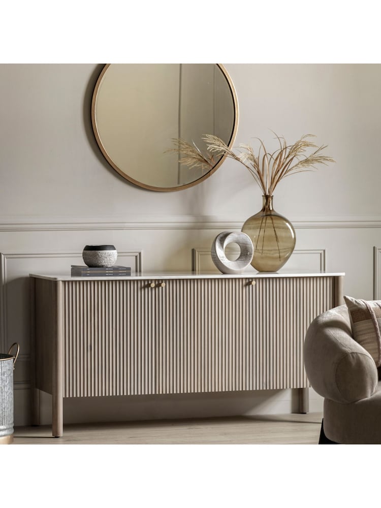 Gallery Home Grey Kenitra Marble 3 Door Sideboard - Image 1 of 7