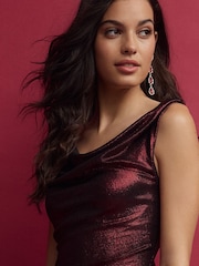 Red Sleeveless Maxi Cowl Neck Dress - Image 5 of 7