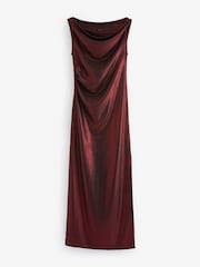 Red Sleeveless Maxi Cowl Neck Dress - Image 6 of 7