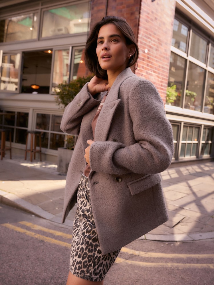 Pink/Brown Wool Blend Cosy Textured Blazer - Image 2 of 7