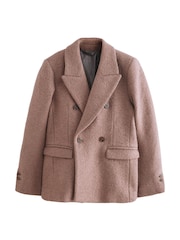 Pink/Brown Wool Blend Cosy Textured Blazer - Image 7 of 7