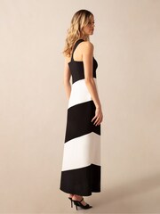 Ro&Zo Black Mono Stripe Sofia One Shoulder Maxi Dress - Image 3 of 5