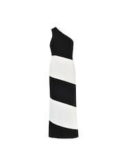 Ro&Zo Black Mono Stripe Sofia One Shoulder Maxi Dress - Image 5 of 5