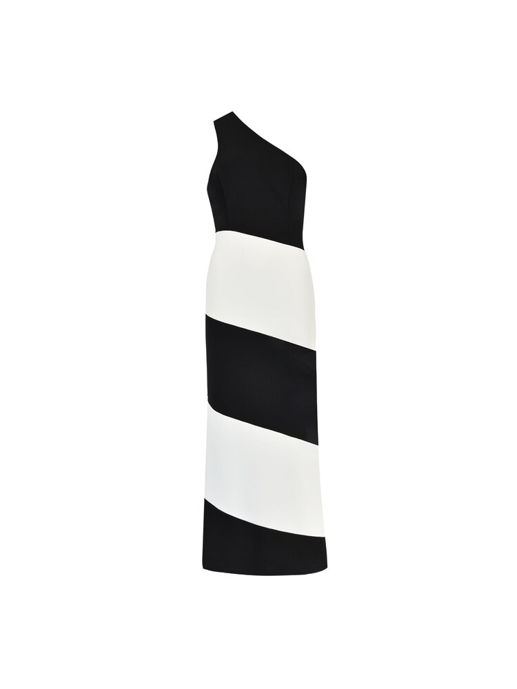 Ro&Zo Black Mono Stripe Sofia One Shoulder Maxi Dress - Image 5 of 5