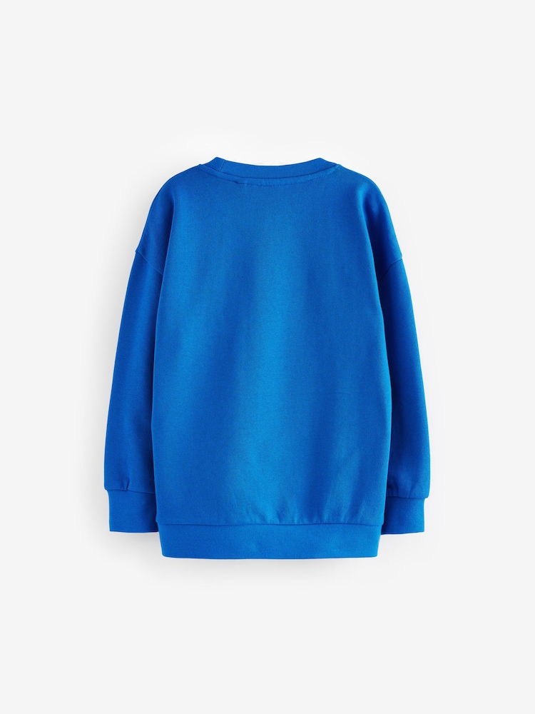 Cobalt Blue Snowman Christmas Graphic Crew Neck 100% Cotton Sweatshirt (3-16yrs) - Image 2 of 4