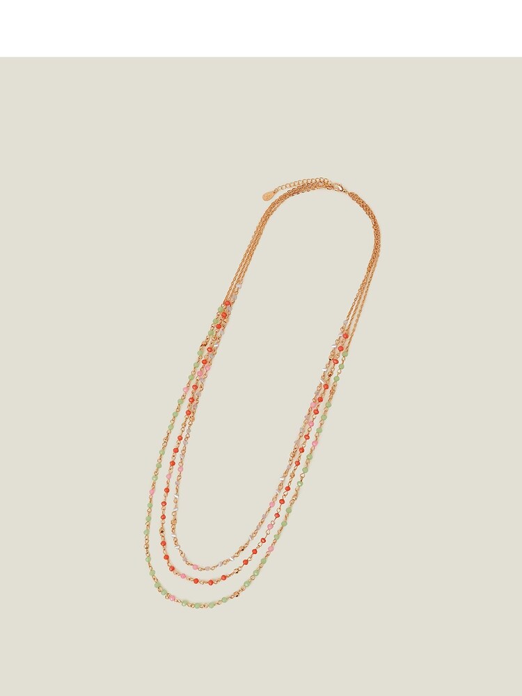 Accessorize Orange Longline Layered Facet Bead Necklace - Image 1 of 3