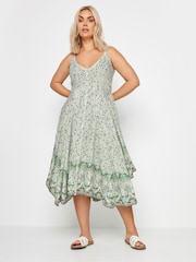 Yours Curve Blue Hanky Hem Border Dress - Image 1 of 5