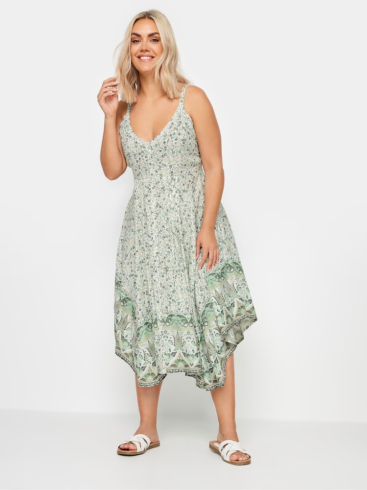 Yours Curve Blue Hanky Hem Border Dress - Image 2 of 5