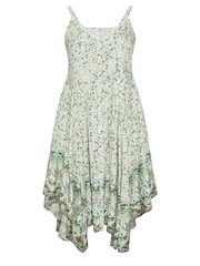 Yours Curve Blue Hanky Hem Border Dress - Image 5 of 5