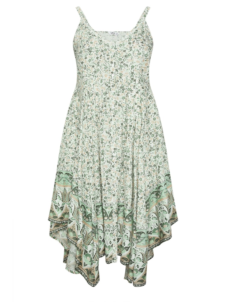 Yours Curve Blue Hanky Hem Border Dress - Image 5 of 5