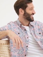 FatFace Chambray Pink Palm Print Shirt - Image 3 of 5