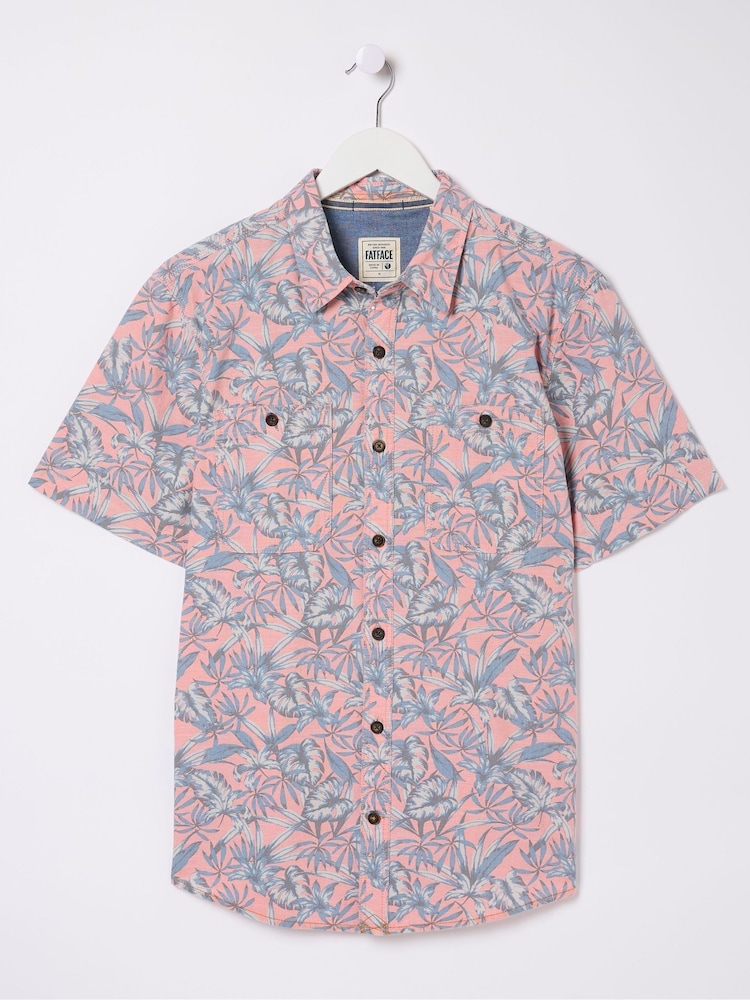 FatFace Chambray Pink Palm Print Shirt - Image 5 of 5