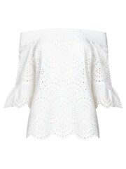 Joe Browns White Classic Broderie Anglaise Off Shoulder Top - Image 5 of 5