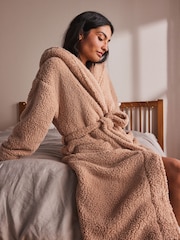 Neutral Long Teddy Dressing Gown - Image 1 of 7