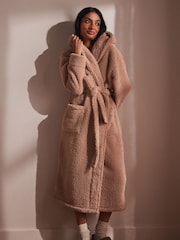 Neutral Long Teddy Dressing Gown - Image 2 of 7