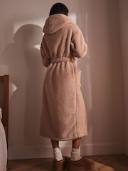 Neutral Long Teddy Dressing Gown - Image 3 of 7
