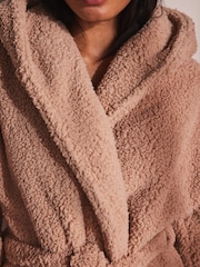 Neutral Long Teddy Dressing Gown - Image 6 of 7