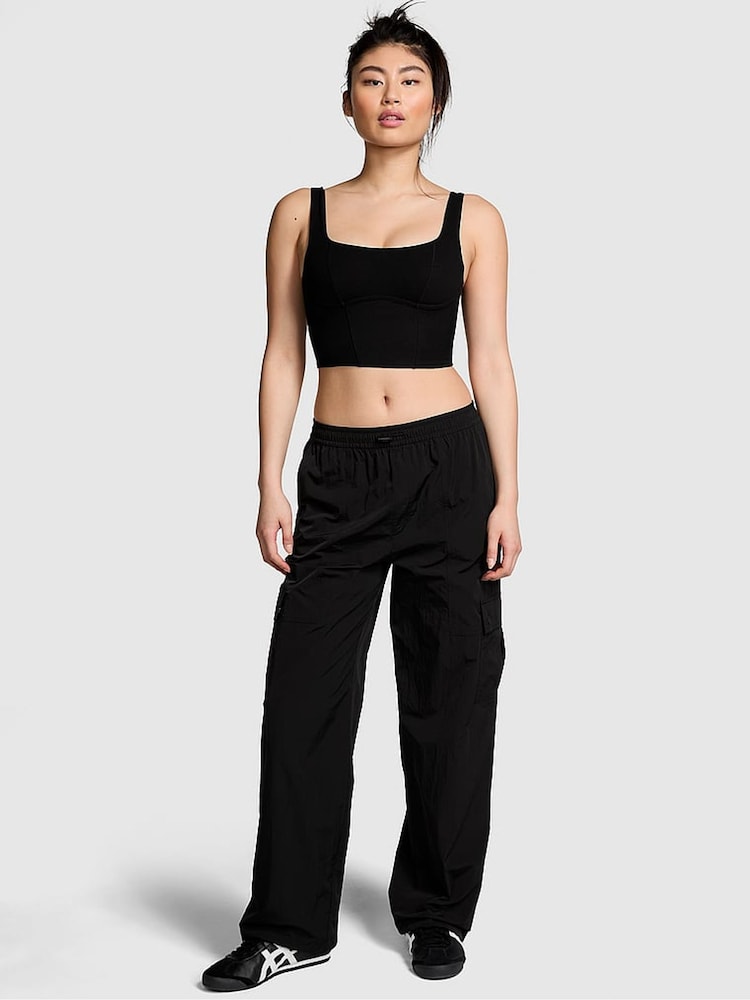 Victoria's Secret PINK Black Parachute Cargo Trousers - Image 1 of 3