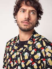 Black Beer Short Sleeve Christmas Print Shirt - Image 4 of 8