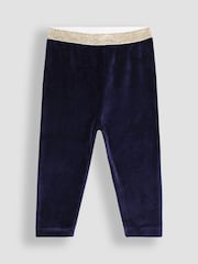 JoJo Maman Bébé Navy Blue Velour Leggings - Image 1 of 3