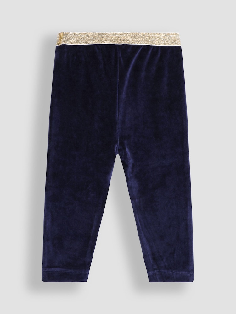 JoJo Maman Bébé Navy Blue Velour Leggings - Image 2 of 3
