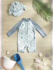 Mamas & Papas Deep Blue Sea Print Long Sleeve Rashsuit - Image 1 of 5