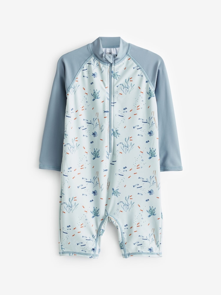 Mamas & Papas Deep Blue Sea Print Long Sleeve Rashsuit - Image 2 of 5