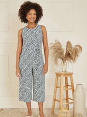 Mela Green Ditsy Print Culotte Jumpsuit - Image 1 of 5