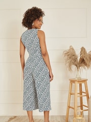 Mela Green Ditsy Print Culotte Jumpsuit - Image 4 of 5