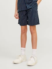 JACK & JONES JUNIOR Blue Stripe Seersucker Relaxed Summer Shorts - Image 1 of 7
