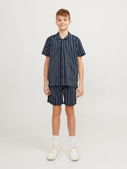 JACK & JONES JUNIOR Blue Stripe Seersucker Relaxed Summer Shorts - Image 2 of 7