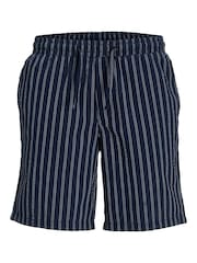 JACK & JONES JUNIOR Blue Stripe Seersucker Relaxed Summer Shorts - Image 5 of 7