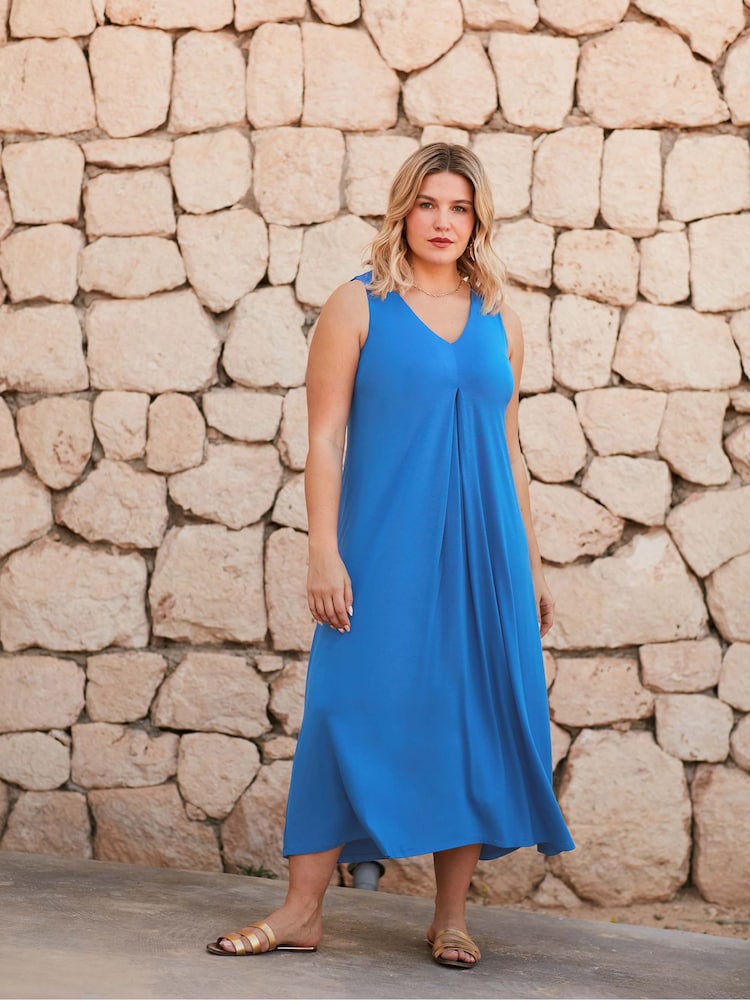 Live Unlimited Blue Curve Jersey Relaxed Midaxi Dress - Image 2 of 6