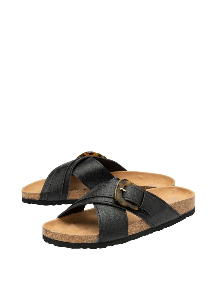 Dunlop Black Flat Mules Sandals - Image 2 of 4
