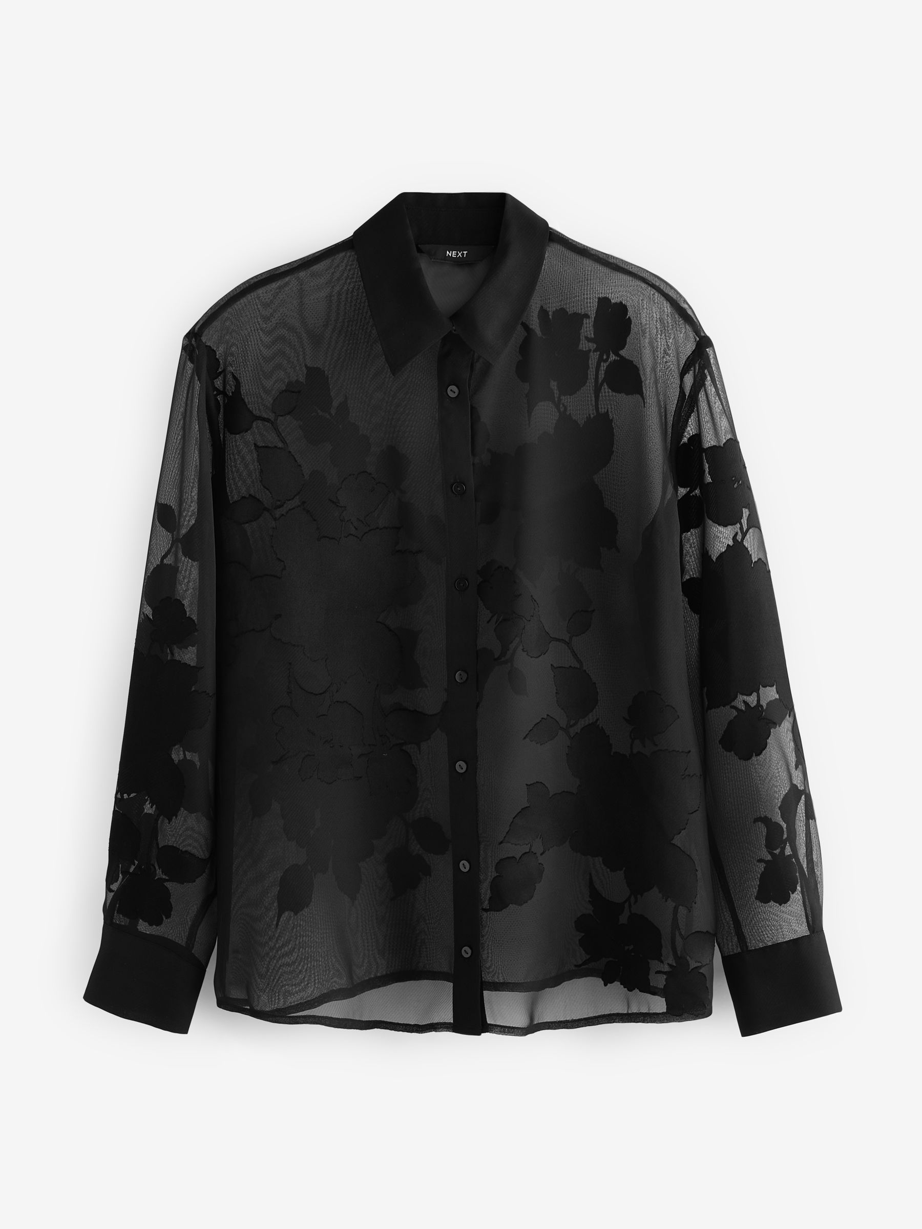 【Mame Kurogouchi】Floral Lace Sleeve Shirt - black | loop powered by BASE