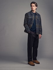 Navy/Brown Borg Lined Check Shacket - Image 2 of 10