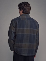 Navy/Brown Borg Lined Check Shacket - Image 3 of 10