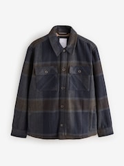 Navy/Brown Borg Lined Check Shacket - Image 6 of 10