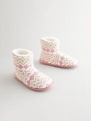 Bath & Body Works Pink/Cream Fairisle Pattern Slipper Boots - Image 5 of 9