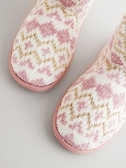 Bath & Body Works Pink/Cream Fairisle Pattern Slipper Boots - Image 7 of 9