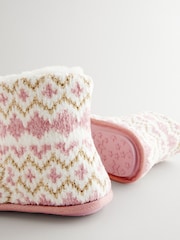 Bath & Body Works Pink/Cream Fairisle Pattern Slipper Boots - Image 8 of 9