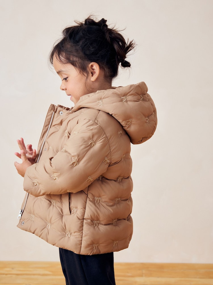 Neutral Shower Resistant Neutral Bow Padded Coat (3mths-7yrs) - Image 2 of 12