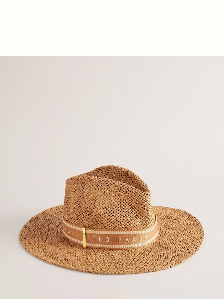 Ted Baker Natural Clairie Faux Straw Fedora Hat - Image 1 of 3
