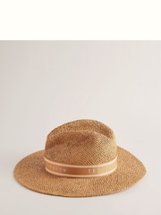 Ted Baker Natural Clairie Faux Straw Fedora Hat - Image 2 of 3