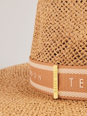Ted Baker Natural Clairie Faux Straw Fedora Hat - Image 3 of 3